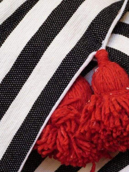 Moroccan Pom Pom Blanket - Zebra Print - Moroccan Corridor