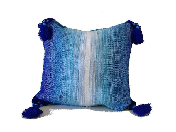 Pompom Cushion Cover | Blue Sky - L - Handwoven Cushion Covers | Moroccan Corridor