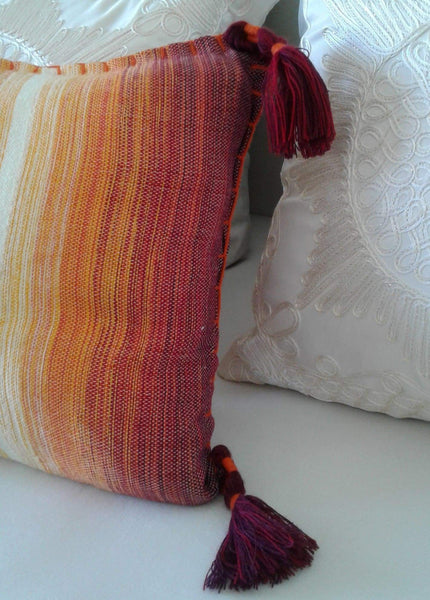 Pompom Cushion Cover | Sunrise - L - Handwoven Cushion Covers | Moroccan Corridor