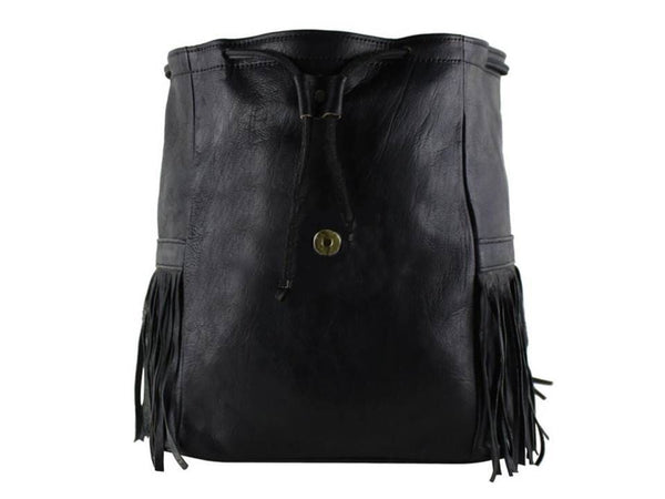 Rebel Leather Backpack - Cube - Black - Moroccan Corridor