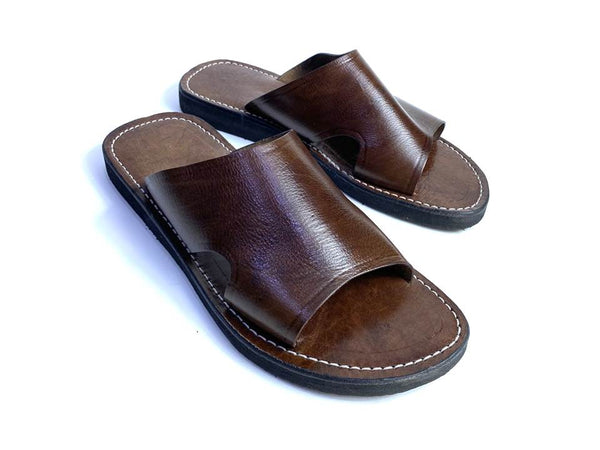 Mens Leather Sandal - Brown - Safar