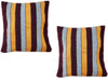 Set of 2 Striped Pillows - Burgundy/Orange/Grey Stripes - Moroccan Corridor