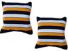 Set of 2 Striped Pillows - Navy/White/Orange Stripes - Moroccan Corridor