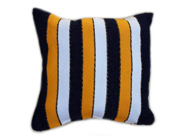 Set of 2 Striped Pillows - Navy/White/Orange Stripes - Moroccan Corridor