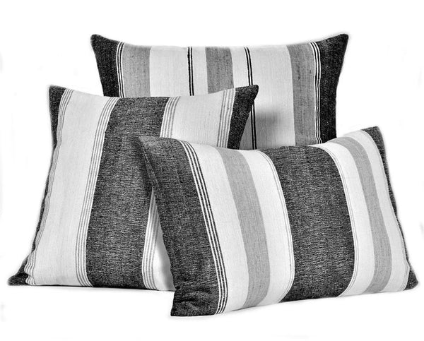 Moroccan Pillow - Set of Three Covers - Saraya - Black & Grey