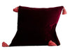 Velvet Decorative Throw Pom Pom Pillow - 20x20" - Burgundy