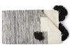 Moroccan Pom Pom Blanket - El Badie - White with Black Stripes - Moroccan Corridor