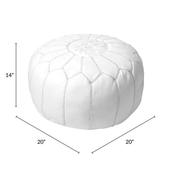 Moroccan Leather Ottoman - White